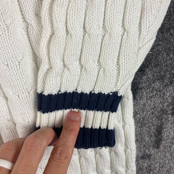 Vtg Izod Club Cable Knit Cricket Tennis Cardigan Sweater Women's M Navy Blue - Picture 5 of 12